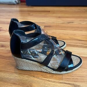 Ralph Lauren Black and Tan Wedge Sandals